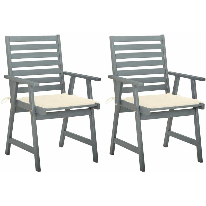 

Sillas de comedor jardín 2 uds madera maciza acacia con cojines