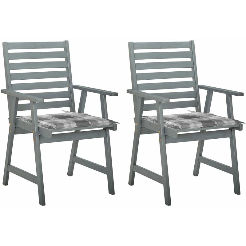 

Sillas de comedor jardín 2 uds madera maciza acacia con cojines