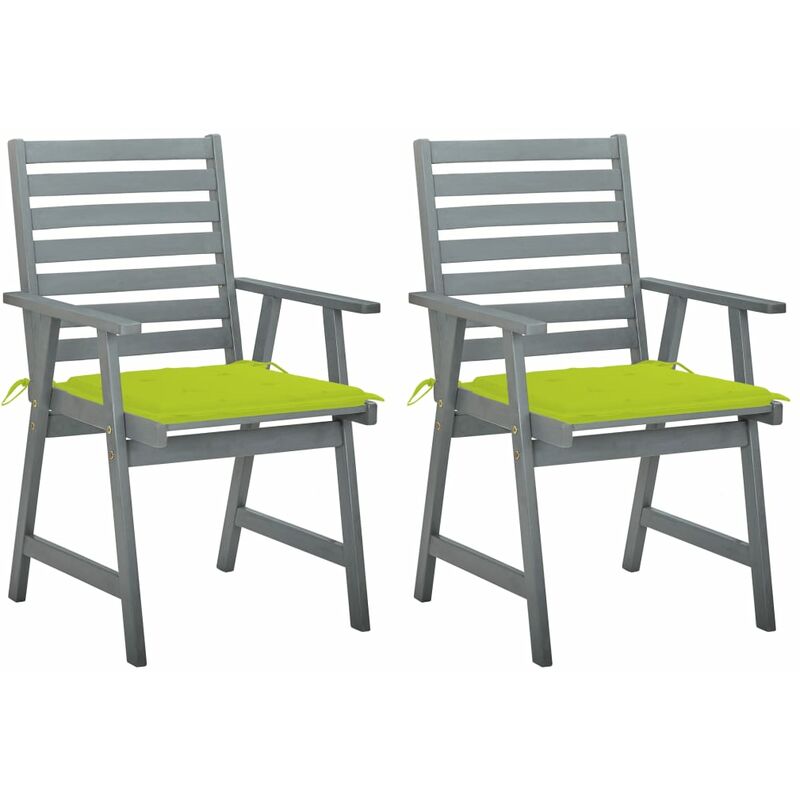 

Sillas de comedor jardín 2 uds madera maciza acacia con cojines