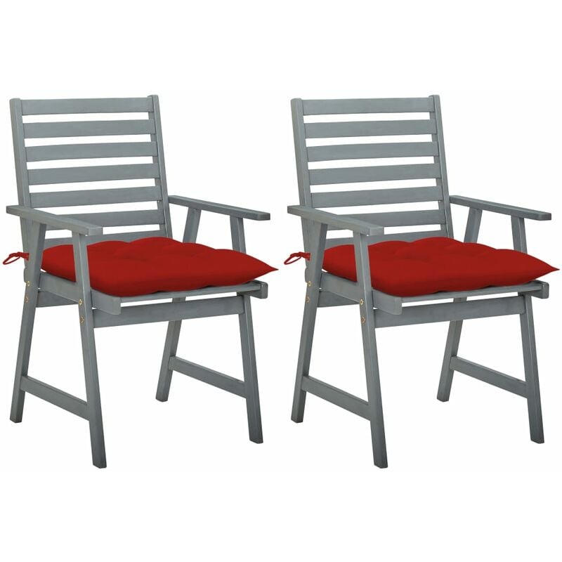 

Sillas de comedor jardín 2 uds madera maciza acacia con cojines