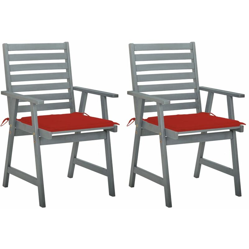 

Sillas de comedor jardín 2 uds madera maciza acacia con cojines