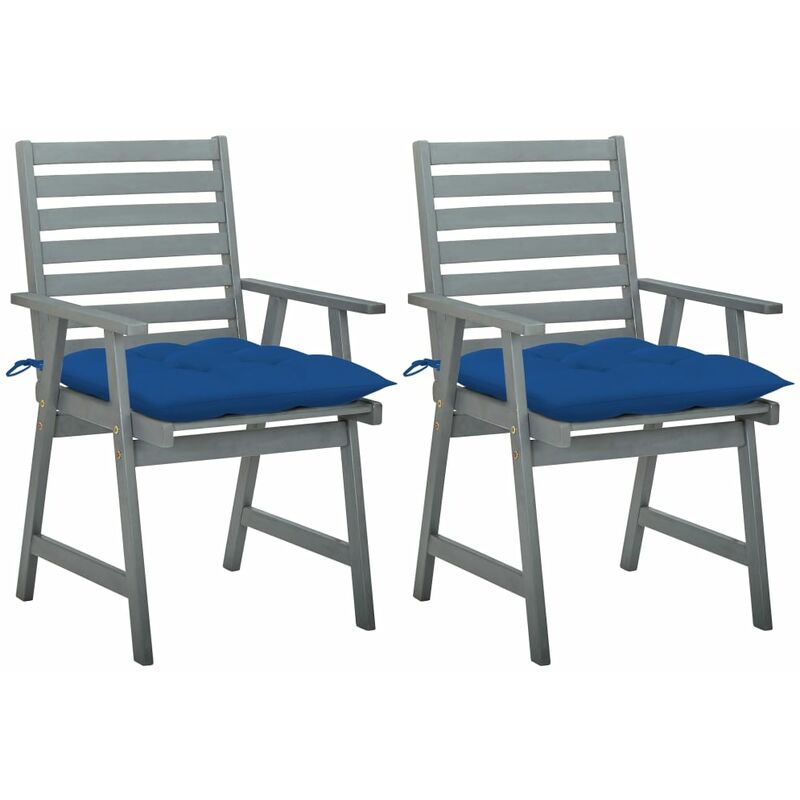 

Sillas de comedor jardín 2 uds madera maciza acacia con cojines