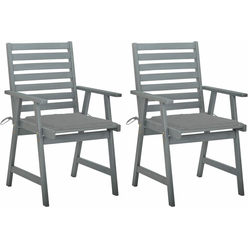 

Sillas de comedor jardín 2 uds madera maciza acacia con cojines