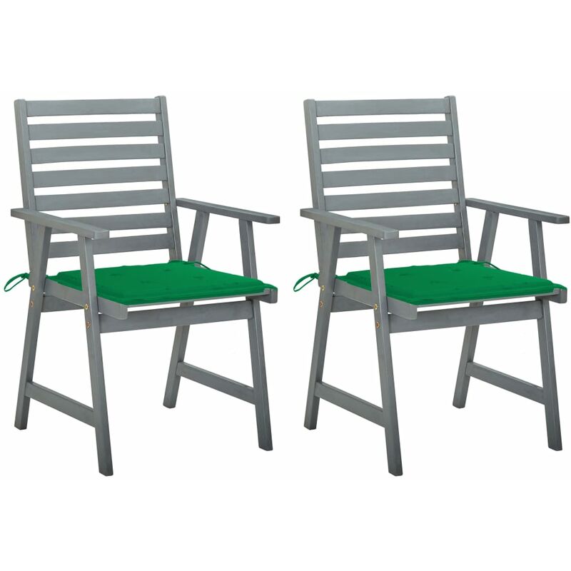 

Sillas de comedor jardín 2 uds madera maciza acacia con cojines