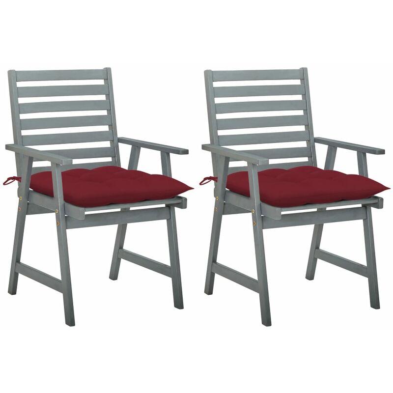 

Sillas de comedor jardín 2 uds madera maciza acacia con cojines