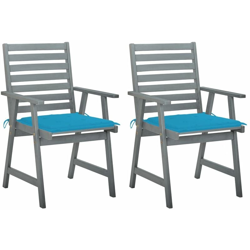 

Sillas de comedor jardín 2 uds madera maciza acacia con cojines