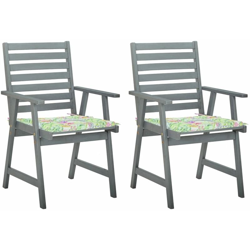 

Sillas de comedor jardín 2 uds madera maciza acacia con cojines