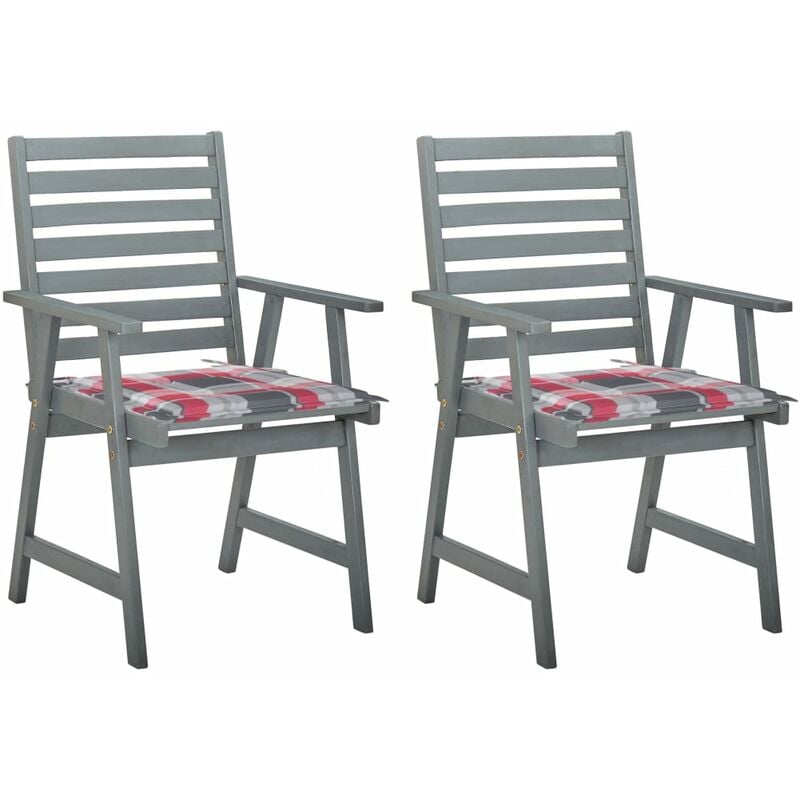 

Sillas de comedor jardín 2 uds madera maciza acacia con cojines