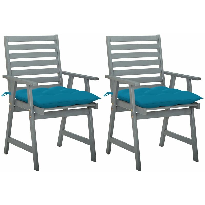 

Sillas de comedor jardín 2 uds madera maciza acacia con cojines