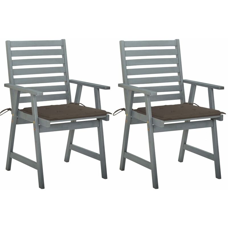 

Sillas de comedor jardín 2 uds madera maciza acacia con cojines