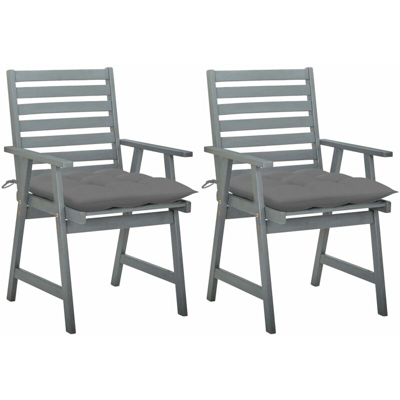 

Sillas de comedor jardín 2 uds madera maciza acacia con cojines