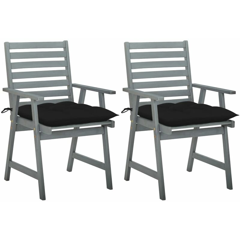 

Sillas de comedor jardín 2 uds madera maciza acacia con cojines