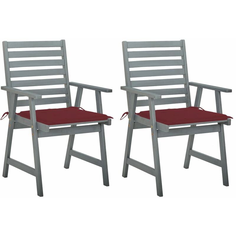 

Sillas de comedor jardín 2 uds madera maciza acacia con cojines