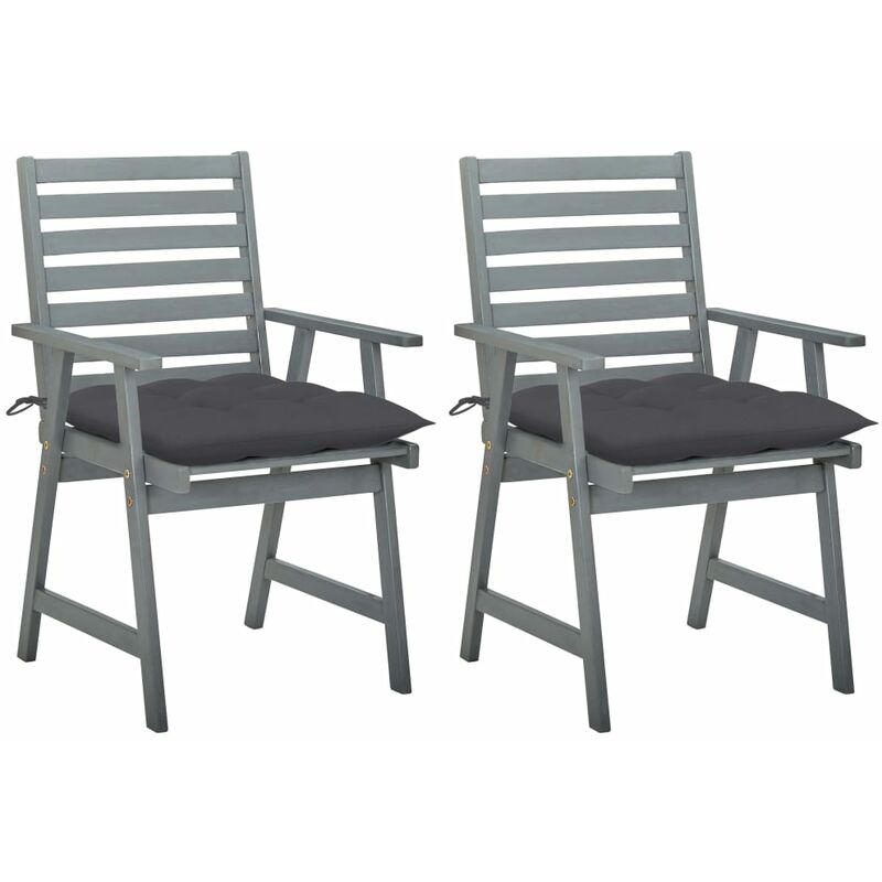 

Sillas de comedor jardín 2 uds madera maciza acacia con cojines