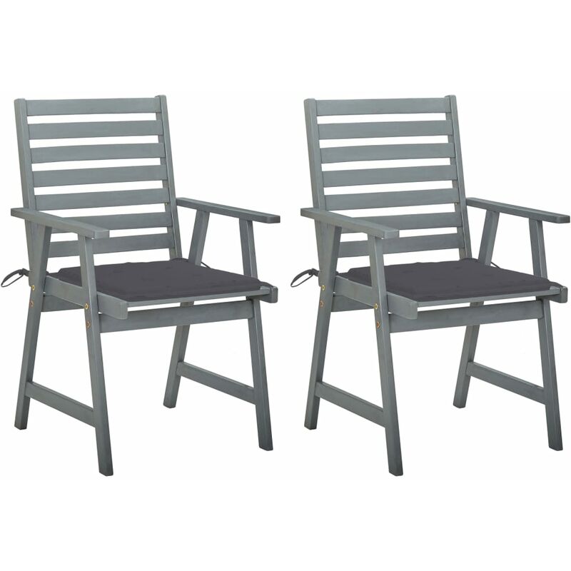 

Sillas de comedor jardín 2 uds madera maciza acacia con cojines