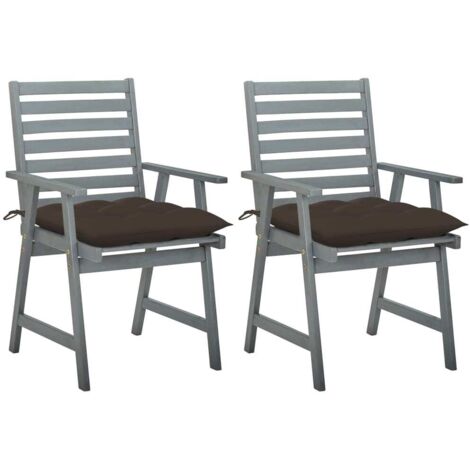 Sillas de comedor jardín 2 uds madera maciza acacia con cojines