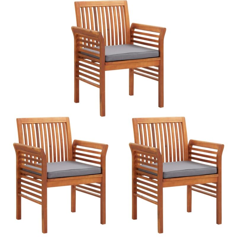 

Sillas de comedor jardín 3 uds con cojines madera maciza acacia - Marrón - Vidaxl