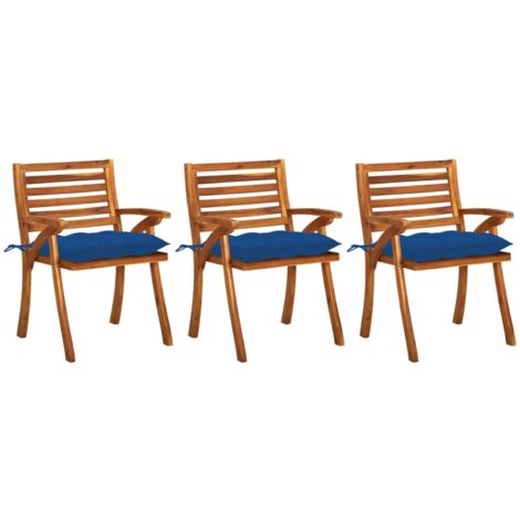 Sillas de comedor Jardín con almohadillas 3 PCS ACACA DE MADERA - 208347