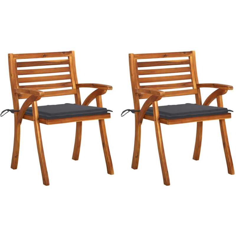 

Sillas de comedor jardin con cojines 2 uds madera maciza acacia