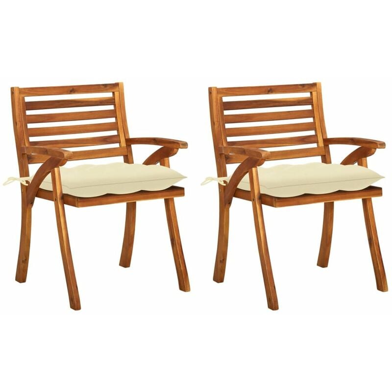 

Sillas de comedor jardin con cojines 2 uds madera maciza acacia