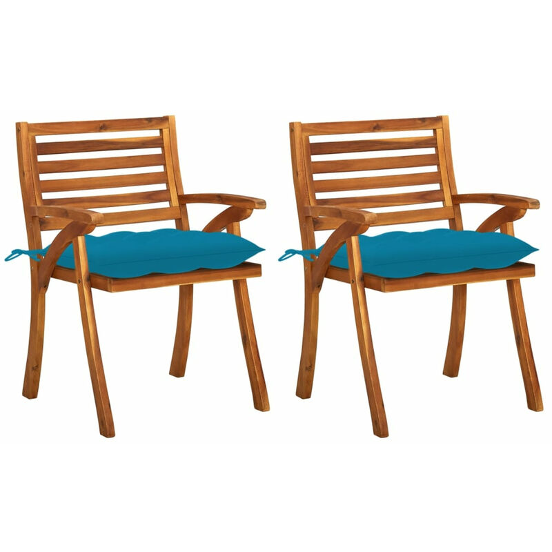 

Sillas de comedor jardin con cojines 2 uds madera maciza acacia