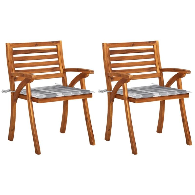 

Sillas de comedor jardín con cojines 2 uds madera maciza acacia