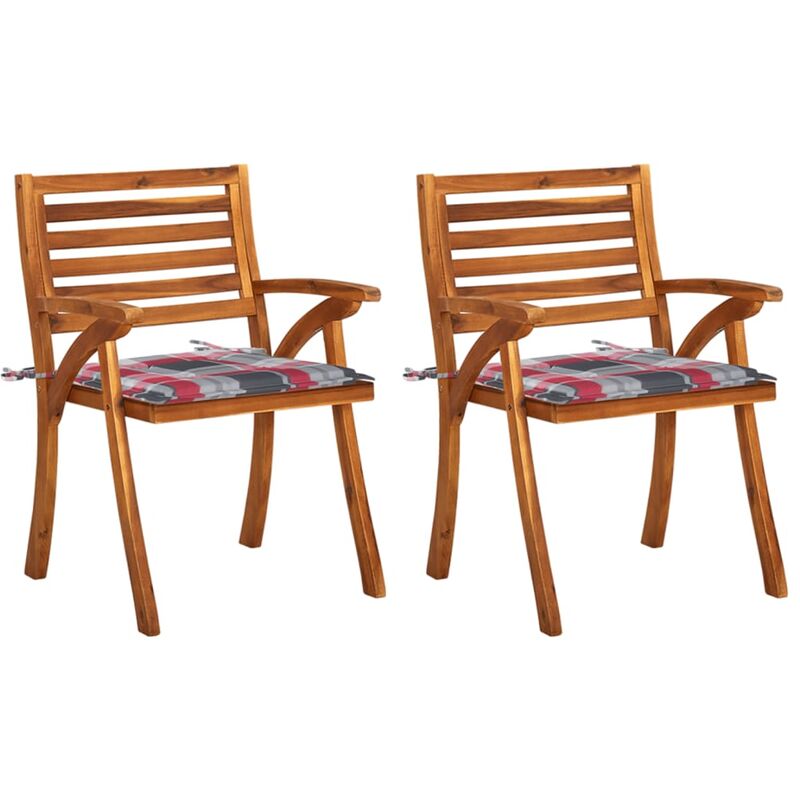 

Sillas de comedor jardín con cojines 2 uds madera maciza acacia
