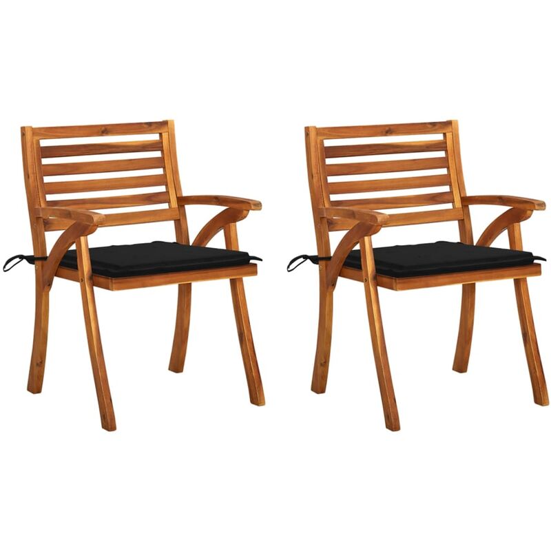 

Sillas de comedor jardín con cojines 2 uds madera maciza acacia