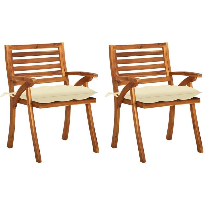 

Sillas de comedor jardín con cojines 2 uds madera maciza acacia