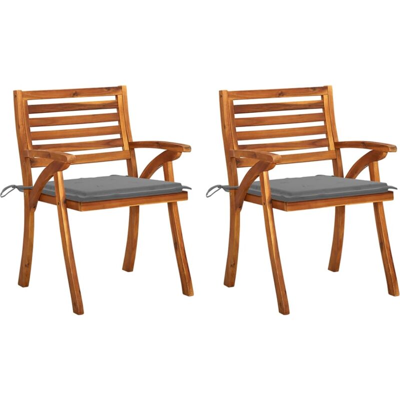 

Sillas de comedor jardín con cojines 2 uds madera maciza acacia