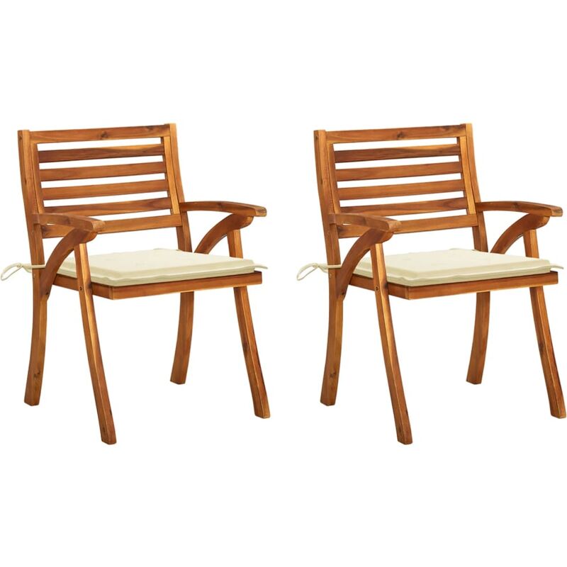 

Sillas de comedor jardín con cojines 2 uds madera maciza acacia
