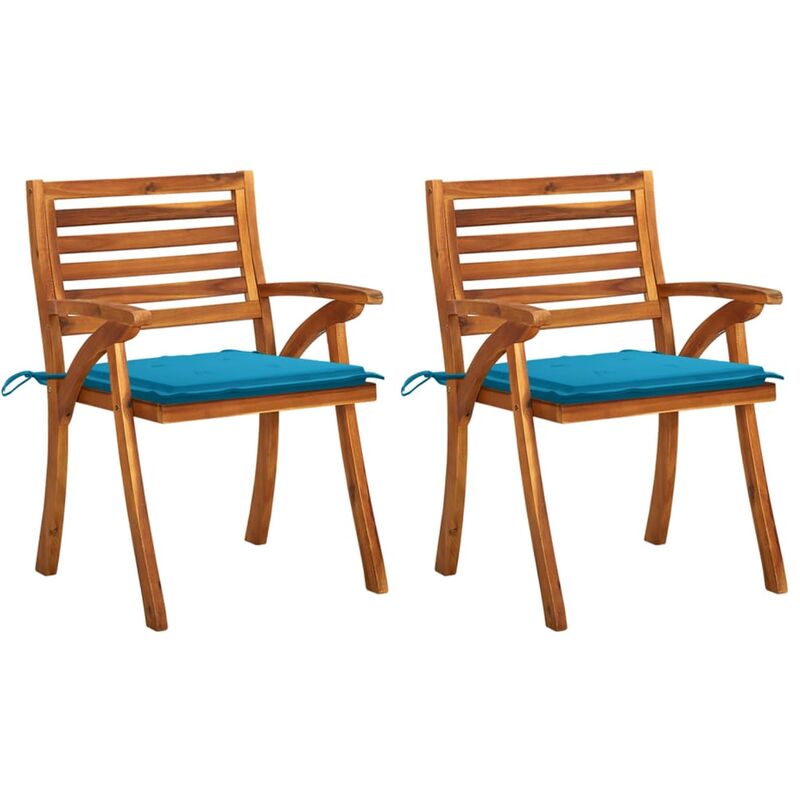 

Sillas de comedor jardín con cojines 2 uds madera maciza acacia