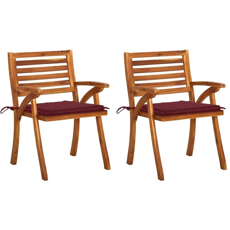 

Sillas de comedor jardín con cojines 2 uds madera maciza acacia