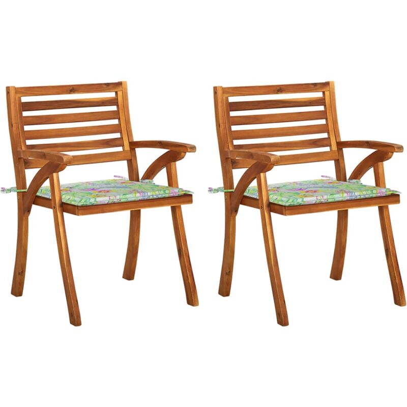 

Sillas de comedor jardín con cojines 2 uds madera maciza acacia