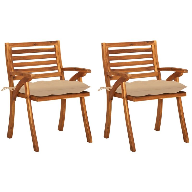 

Sillas de comedor jardín con cojines 2 uds madera maciza acacia