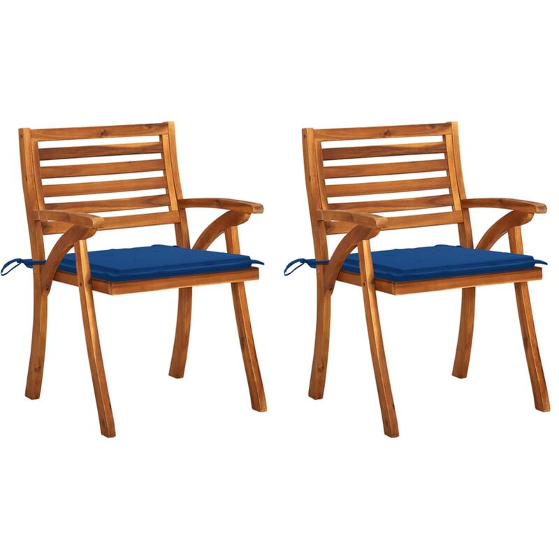 

Sillas de comedor jardín con cojines 2 uds madera maciza acacia