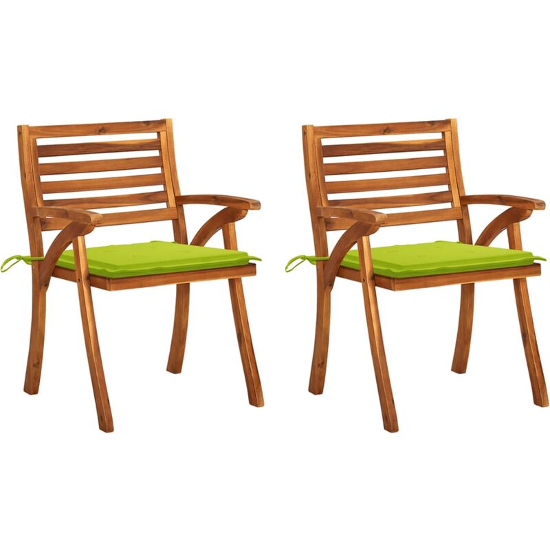 

Sillas de comedor jardín con cojines 2 uds madera maciza acacia