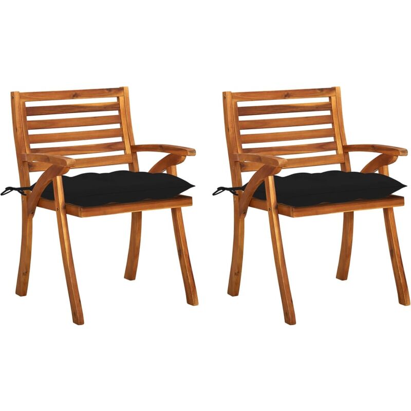 

Sillas de comedor jardín con cojines 2 uds madera maciza acacia