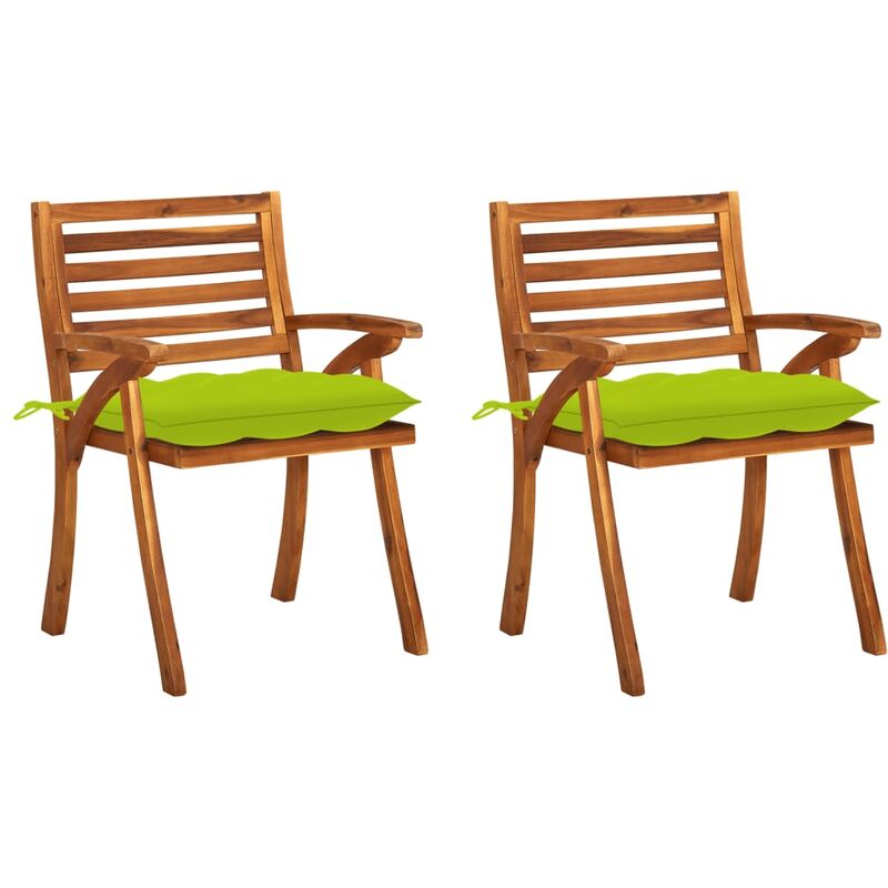 

Sillas de comedor jardín con cojines 2 uds madera maciza acacia