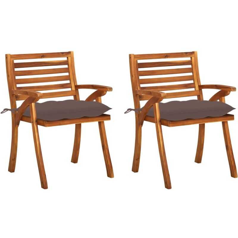 

Sillas de comedor jardín con cojines 2 uds madera maciza acacia