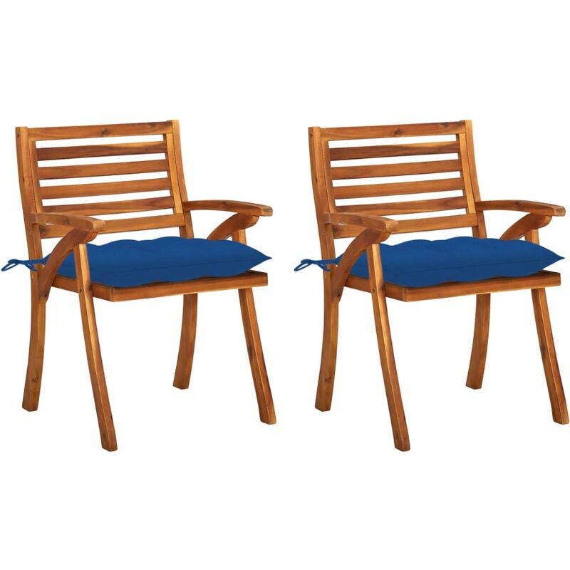 

Sillas de comedor jardín con cojines 2 uds madera maciza acacia