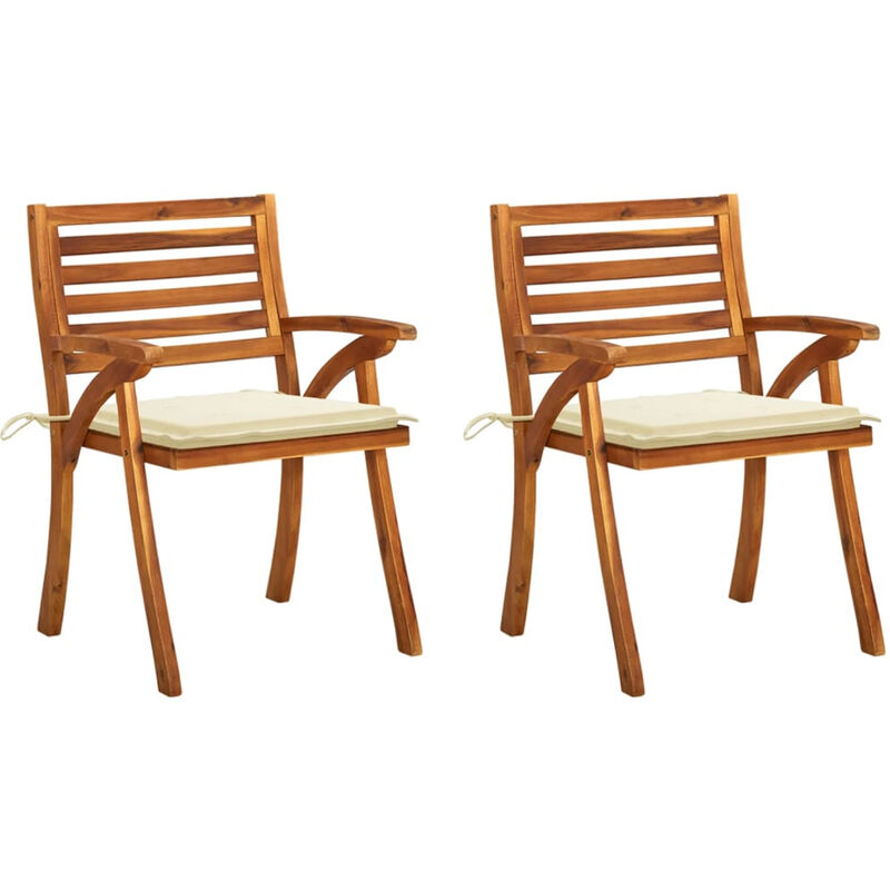 

Sillas de comedor jardin con cojines 2 uds madera maciza acacia