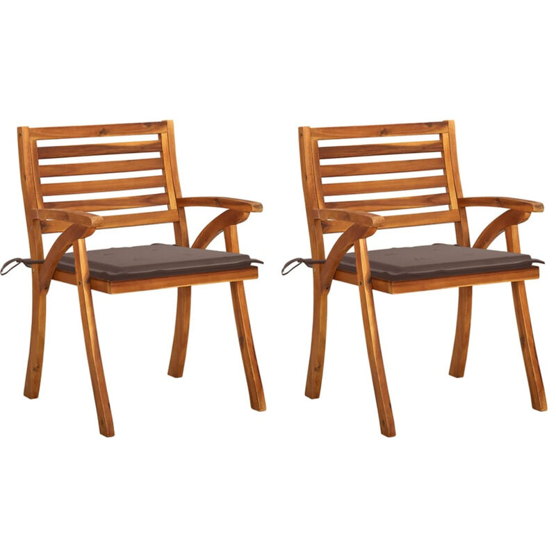 

Sillas de comedor jardin con cojines 2 uds madera maciza acacia
