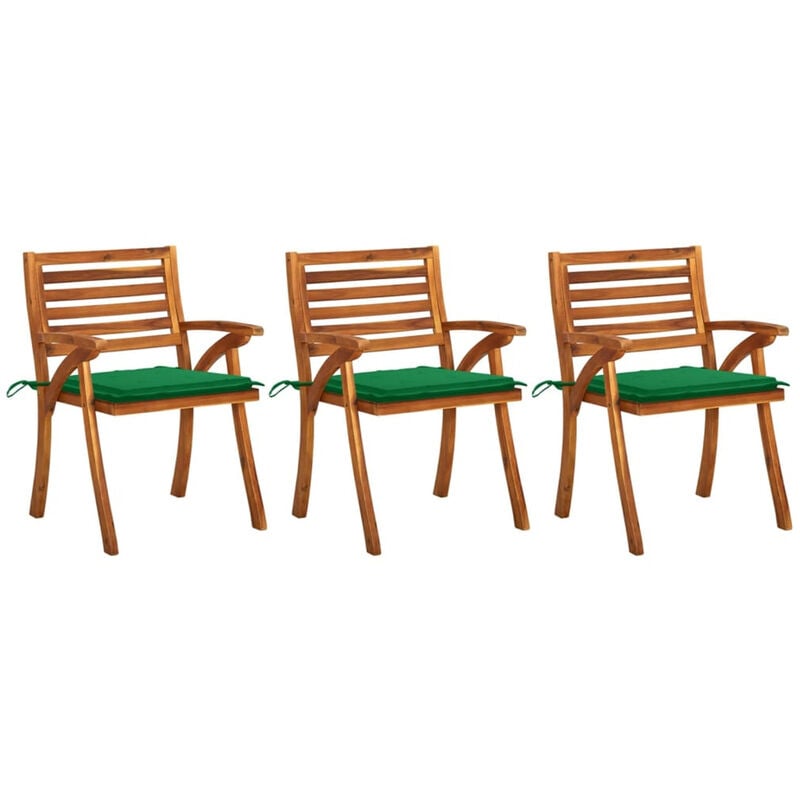 

Sillas de comedor jardin con cojines 3 uds madera maciza acacia