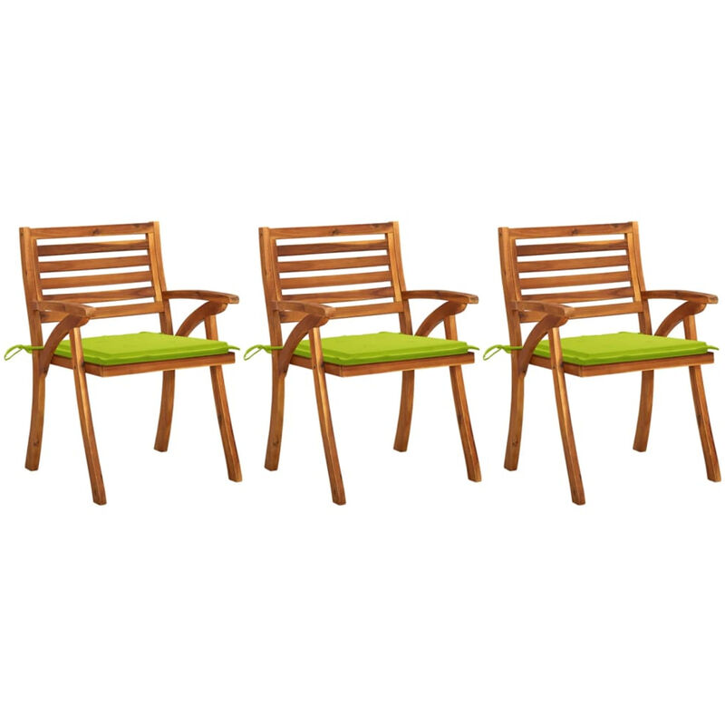 

Sillas de comedor jardin con cojines 3 uds madera maciza acacia