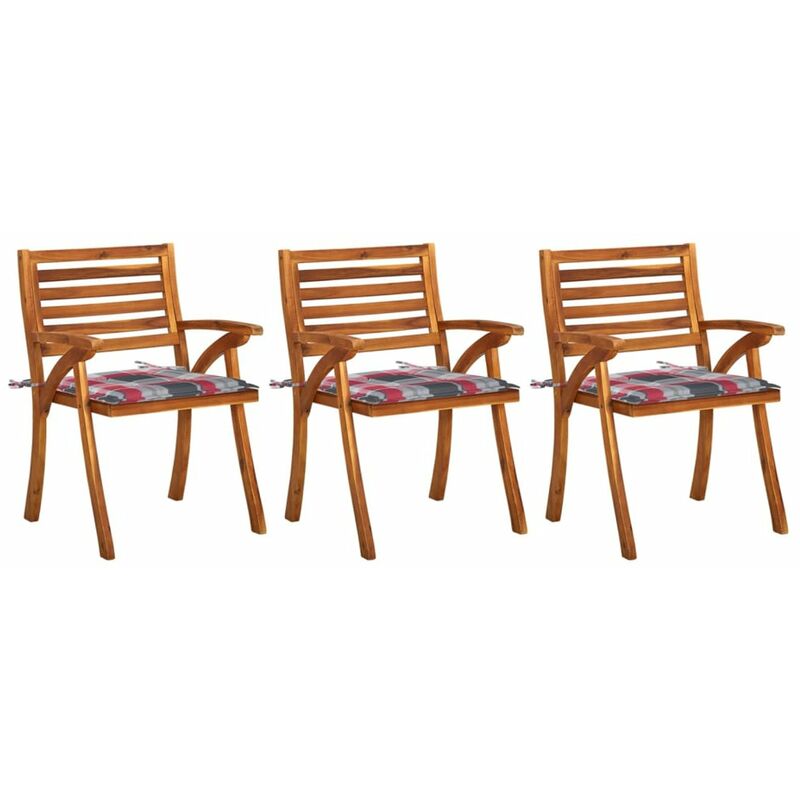 

Sillas de comedor jardin con cojines 3 uds madera maciza acacia