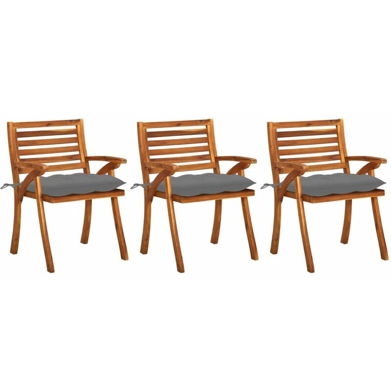 

Sillas de comedor jardin con cojines 3 uds madera maciza acacia