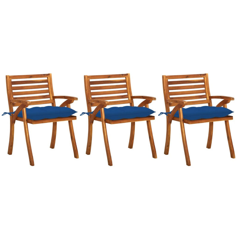 

Happyshopping - Sillas de comedor jardin con cojines 3 uds madera maciza acacia