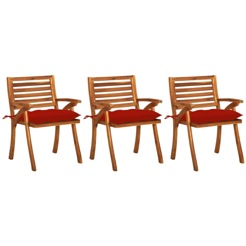 

Sillas de comedor jardin con cojines 3 uds madera maciza acacia