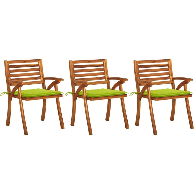 

Sillas de comedor jardín con cojines 3 uds madera maciza acacia